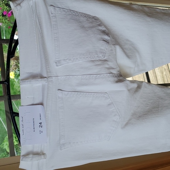 Loft Made and Loved Slim Pockets Skinny Button Seams White Sz. 24/00 - Picture 8 of 16